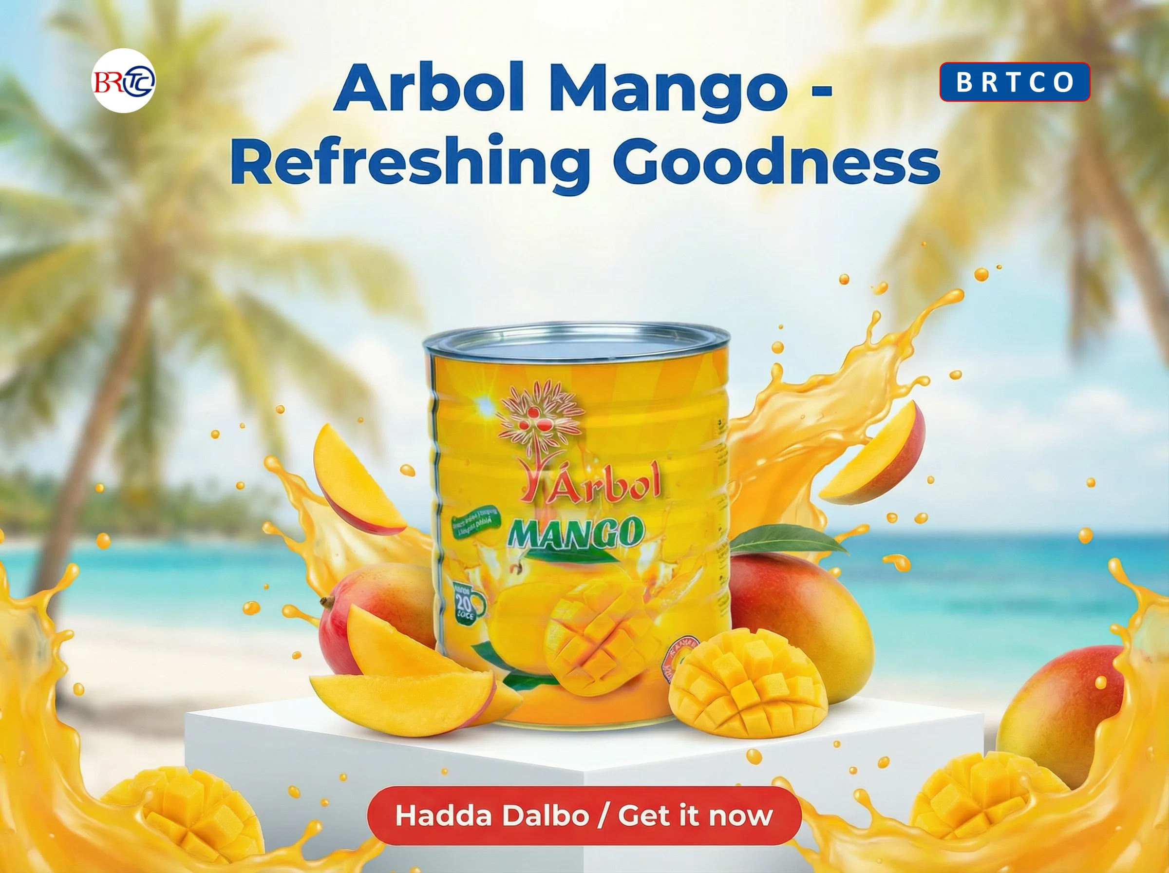 Arbol Mango Juice — refreshing premium mango juice distributed by BRTCO across Somalia and East Africa